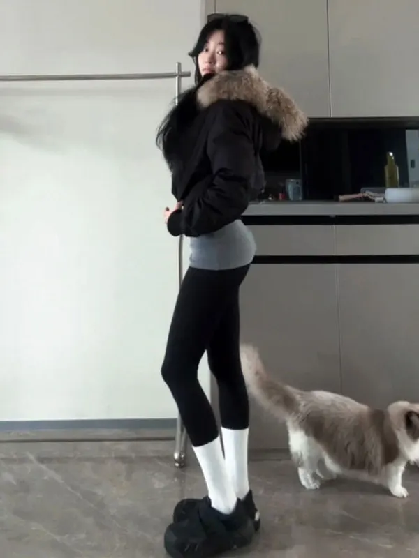 

Корейская модная зимняя куртка с капюшоном из хлопка, стильная, мягкая, повседневная, свободного кроя, с длинными рукавами, на молнии, для женщин