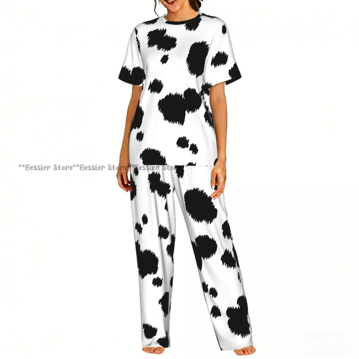 

Пижамный комплект с дalmatianским узором, женская домашняя одежда с короткими рукавами