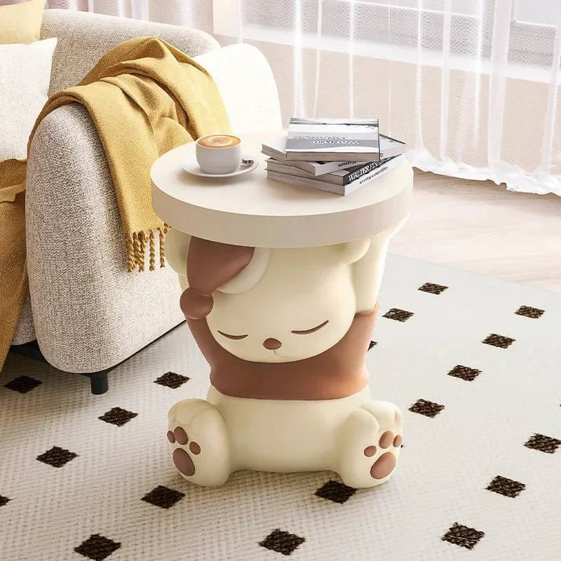 

Cartoon Good Night Bear Statue Living Room Animal Coffee Table Mini Bedroom Bed Table Sofa Creative Corner Side Tables Cabinet