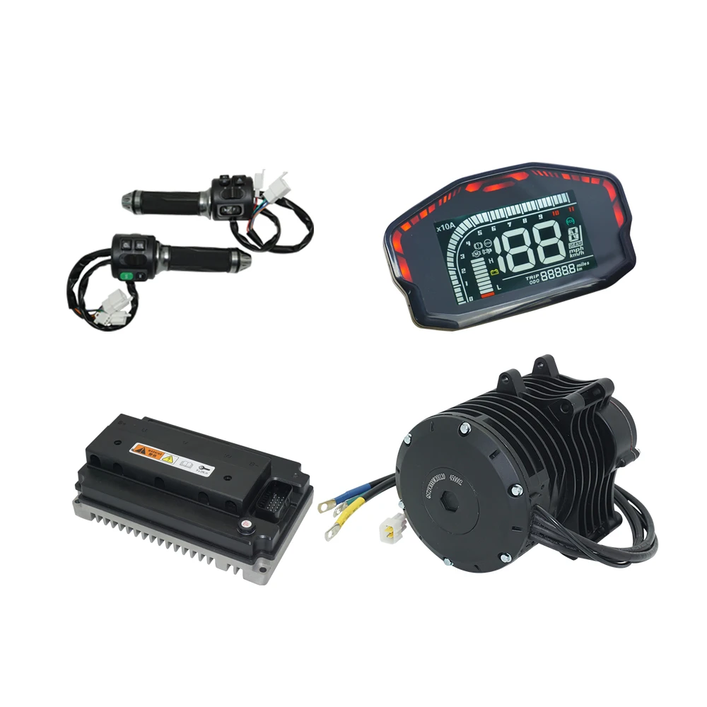 

QSMOTOR 138 3000W V3 70H 5500W Max Continuous 72V 100KPH Mid Drive Motor Conversion Kit New EM150-2SP Controller For Motorcycles