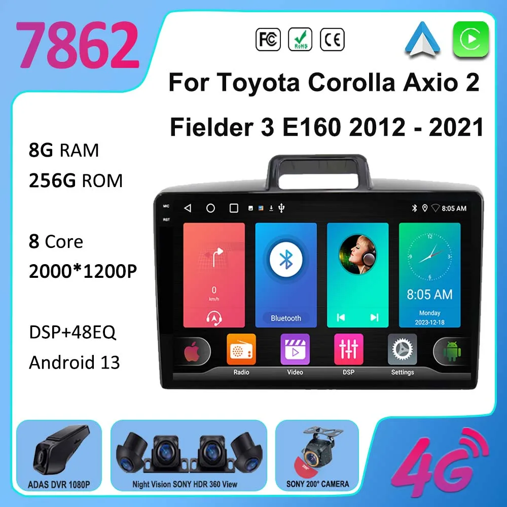 

Центральный процессор 7862 для Toyota Corolla Axio 2 Fielder 3 E160 2012-2021, автомобильное радио, стерео, головное устройство, мультимедийный плеер, GPS-навигация, DVD