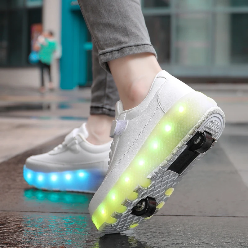 Roller Skate Shoes Boys Girls Sport Sneakers Children 2 Wheels Boots Kids Birthday Gift Toys Game Lighted Outdoor Footwear