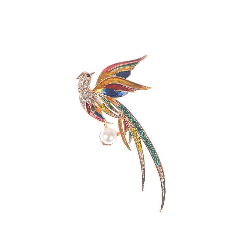 Crystal Phoenix Bird Brooches For Women Enamel Flying Beauty Bird Party Office Brooch Pin Gifts Phoenix Oil Dripping Brooch