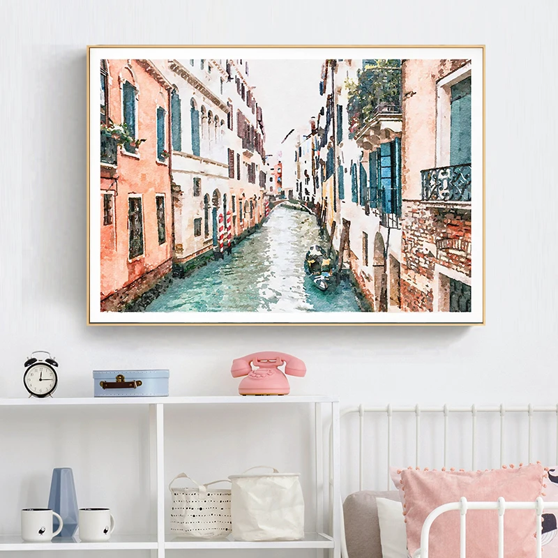 Italy City Watercolor Travel Posters Florence Venice Tuscany Rome Vatican Landscape Canvas Painting Art Picture Wall Home Decor