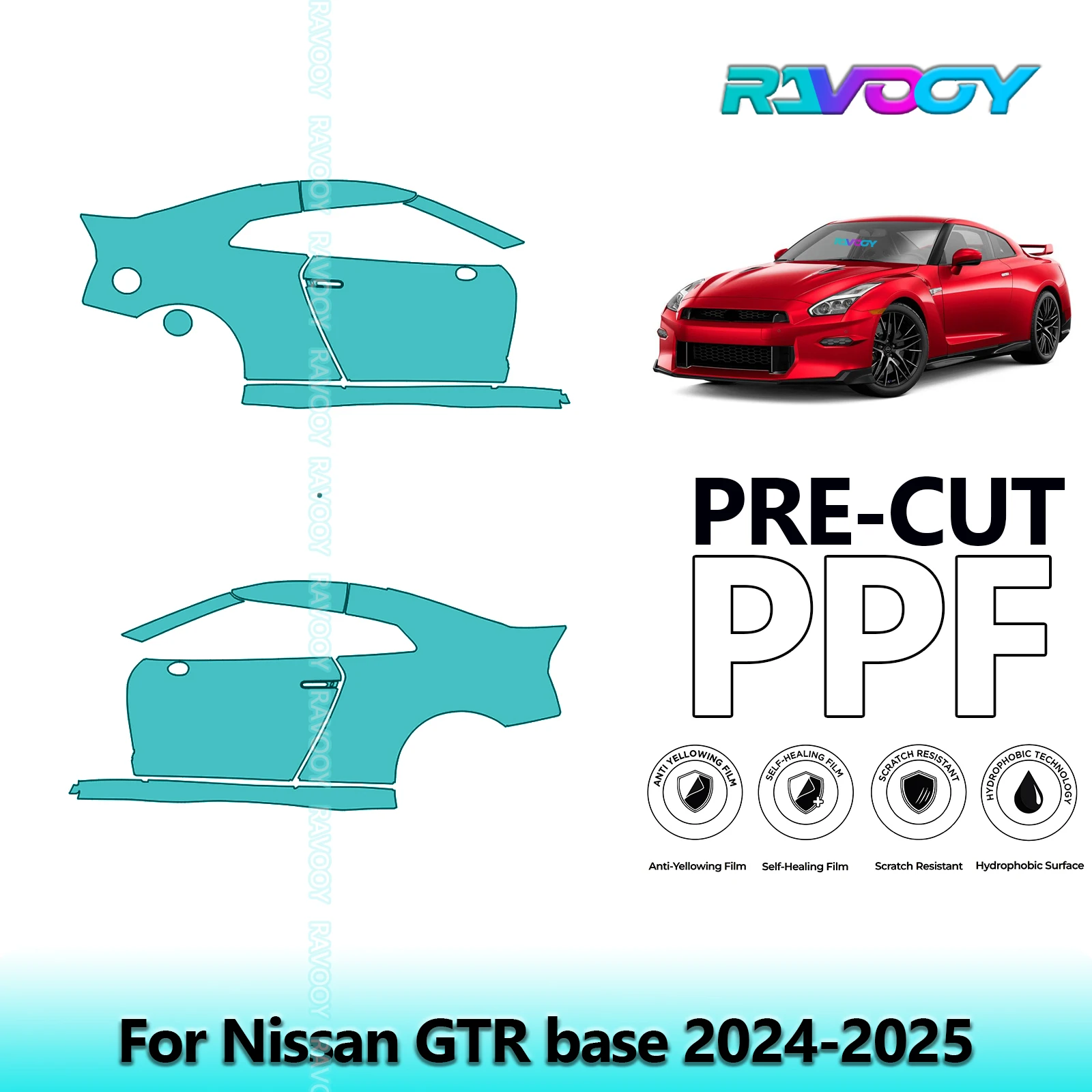 

For Nissan GTR base 2024-2025 8.5mil Clear Matte Pre-Cut PPF Door & A/B Pillar Kit TPU Paint Protection Film Set