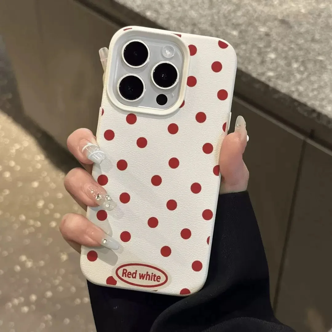 Pink Polka Dot Lichee Leather Pattern Phone Case For Samsung A36 A26 A07 A55 A35 A16 A06 A54 A34 A25 A24 A15 A14 A05S A05 4G 5G