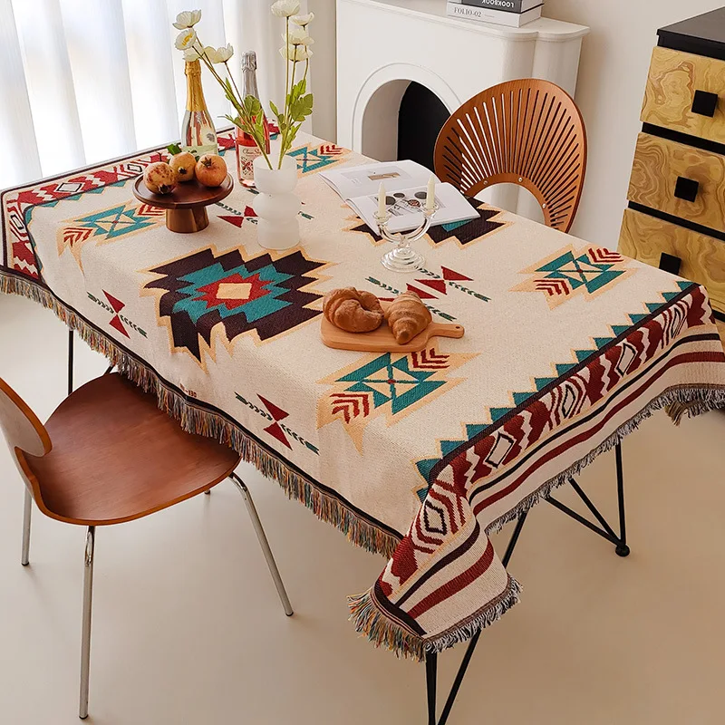 Retro Fabric, Cotton and Linen, Ethnic Style Tablecloths Are Non-slip, Wear-Resistant, Dust-Proof and High Temperature Resistant