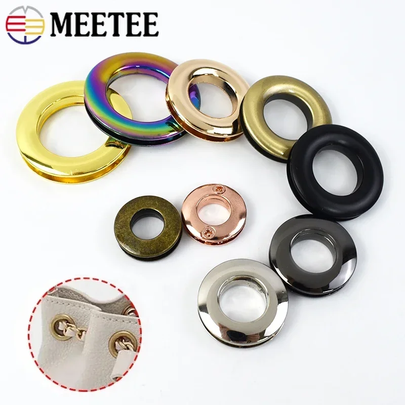 5/10Pcs Meetee Metal Screw Back Eyelets with Washer Grommets Rings Buckles for Bag Garment Shoes Leather Craft Accessories