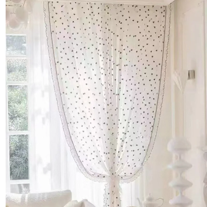 Modern Fashion Bow Transparent Curtains Living Room Bedroom Dining Room Study Villa Versatile Window Screen Cross-border