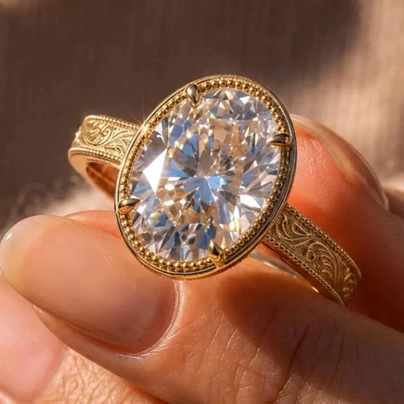 Solid 925 Sterling Silver Ring Fully Set with Moissanite Festive Gift Ideal for Any Occasion