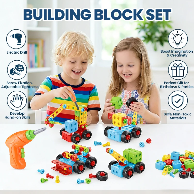 

Игрушка-конструктор для сборки и разборки: Строительная техника с винтами и гайками, развивающая модель из строительных блоков, подарок для мальчиков и девочек