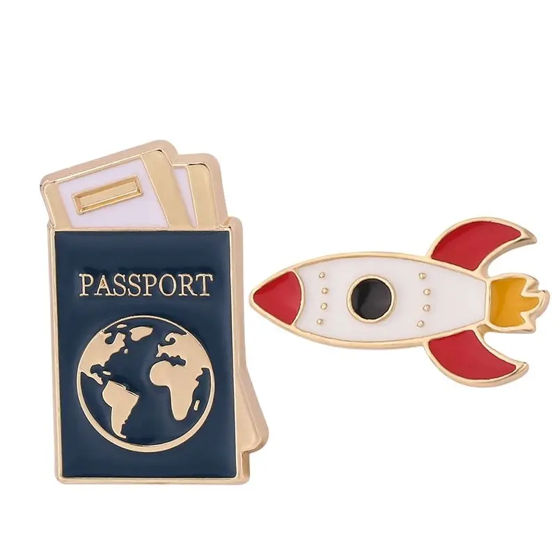 Passport Enamel Pin Creative Women's Brooch Fashion Badges Jewelry Friends New Year Gift Lapel Pins Christmas Accessories