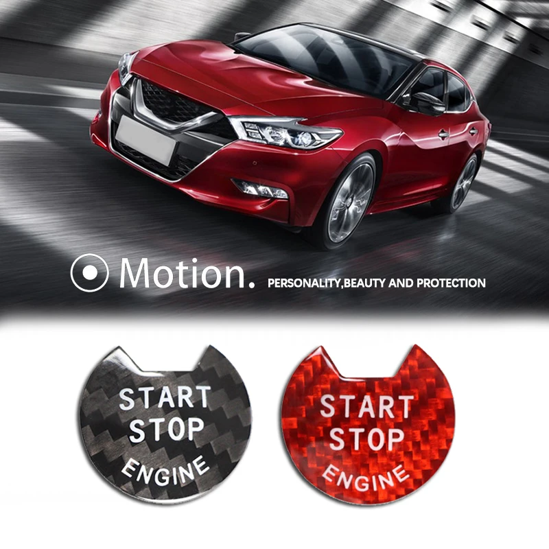 1Pcs Carbon Fiber Car Engine Start Stop Push Button Cover For Nissan Altima Maxima Pathfinder Titan For Infiniti Q50 Q60 QX60