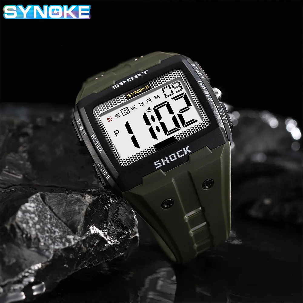 SYNOKE Outdoor Military Digital Watch New For Men Fashion Retro Men Watch Sports Waterproof Men Watch Multifunctional Luminous