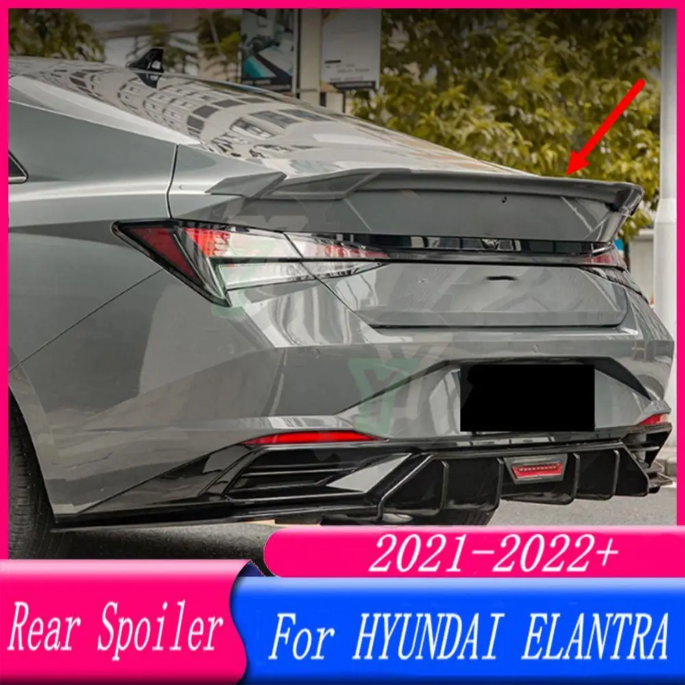 

High Quality ABS Plastic Rear Roof Spoiler Trunk Wing Lip Boot Cover For HYUNDAI ELANTRA 2021 2022+