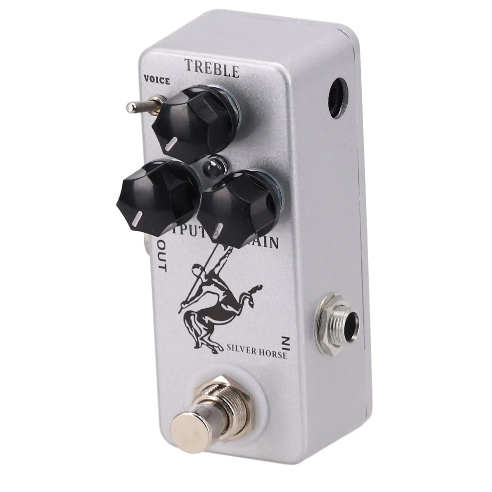 Guitar Effect Pedal Boost Bypass Effect Overdrive Pedal Shell Silver 3.7 * 1.5 * 1.3in TREBLE Guitar Horse Metal