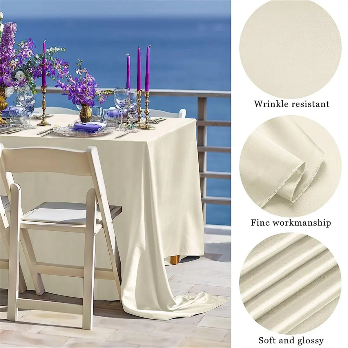 Just- High-End Hotel Banquet Wedding Scene Tablecloth Solid Color Rectangular Glossy Satin Table Cloth Color Ding Tablecloth