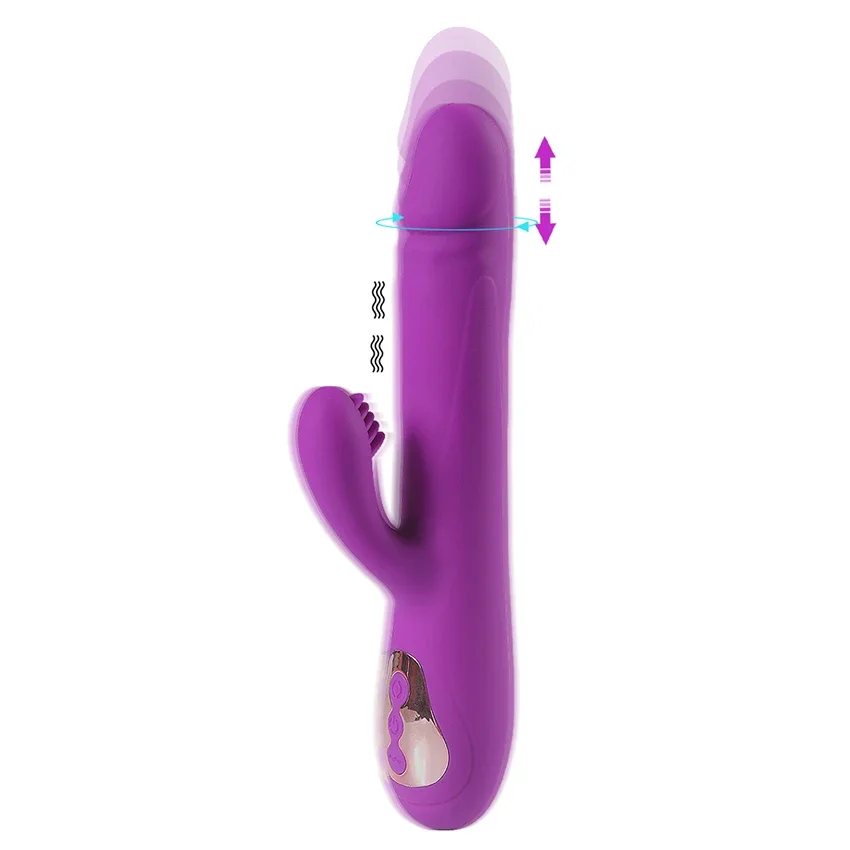 Vibrating Rabbit Brush Clitoral Vibrator Thrusting G Spot Dildo Vibrator Telescopic Vagina Stimulator Adult Sexy Toys for Women