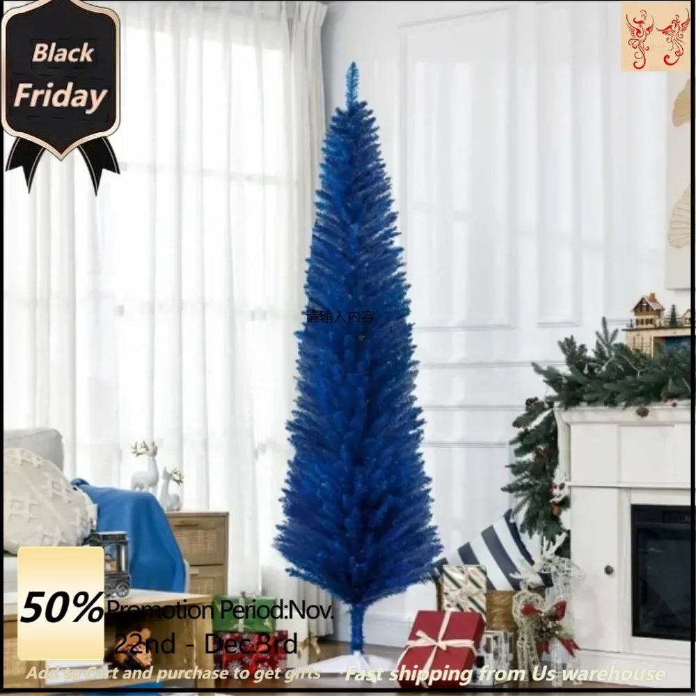 The 7-foot-tall artificial Christmas tree comes in a slim pencil pattern, with 499 branches adding a lush look to the tree