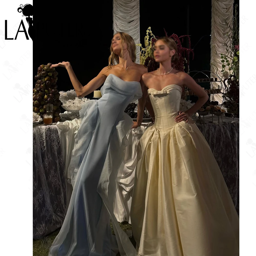 Beige A line Wedding Dresses Puffy A line Corset Bodice Sweetheart Neck Bow Knot Simple Bride Wedding Gown New 2026
