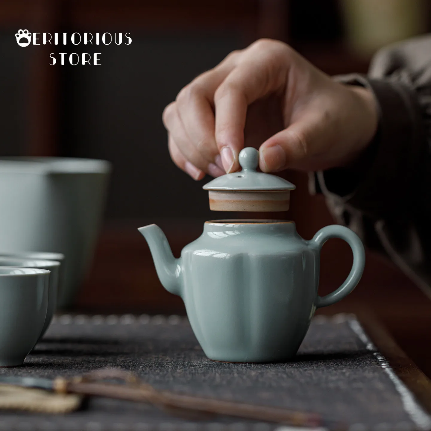 

Небесно-голубой Ru Kiln Чайный заварочный чайник Китайский чайник для заваривания чая Керамические чайники ручной работы Gong Dao Bei Puer Tea KungFu Чайный сервиз