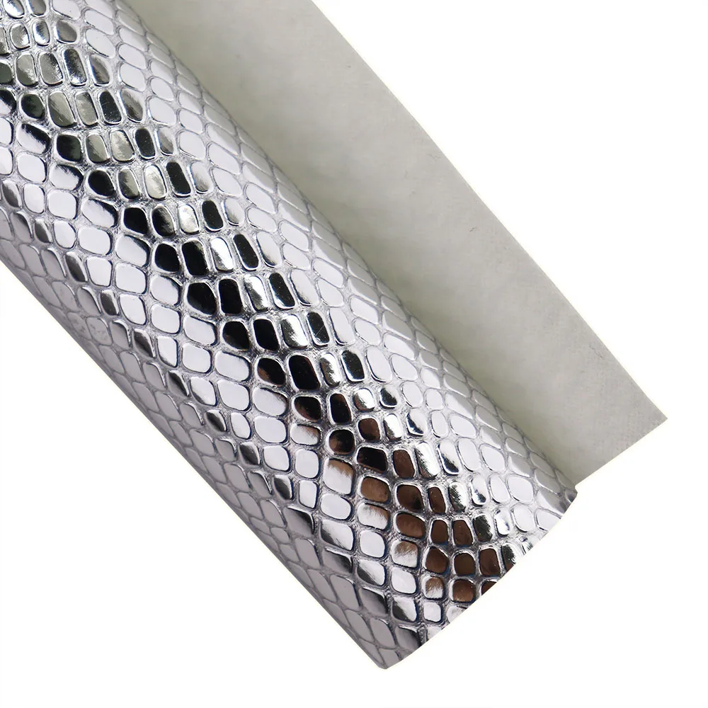 30cmx134cm Roll MIrror Iridescent Holographic Snake Scales Textured Faux Synthetic Leather Fabric For Handbags Bows IDIY BH001