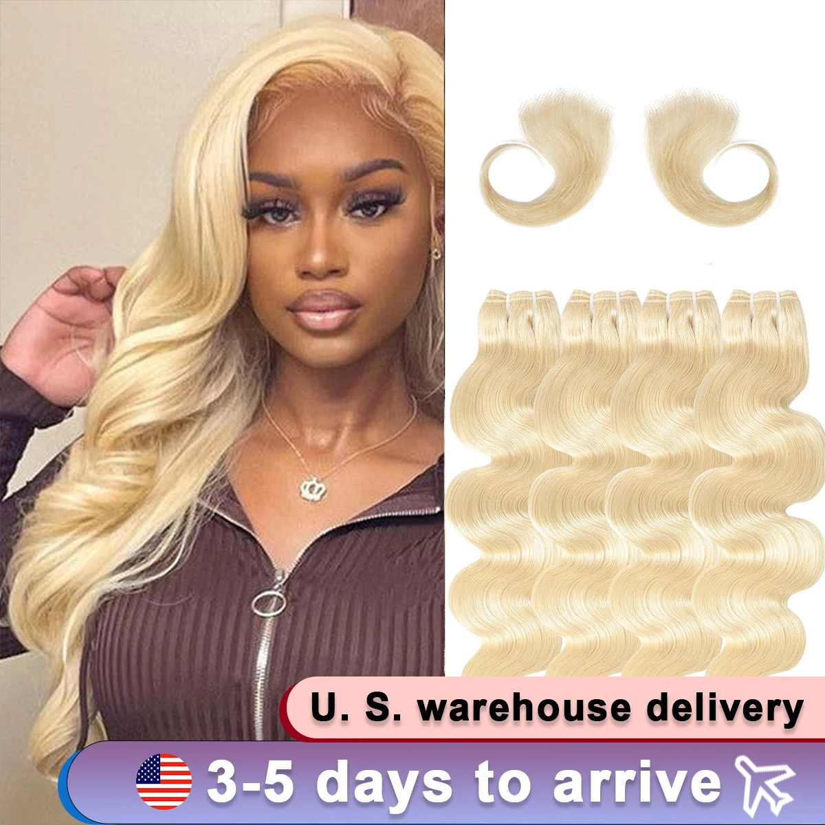 14/16A Body Wave Bundles Human Hair 613 Blonde Brazilian Weave Hair 18 20 22 Inch 1/3/4 Bundles Deals 100% Human Hair Extensions