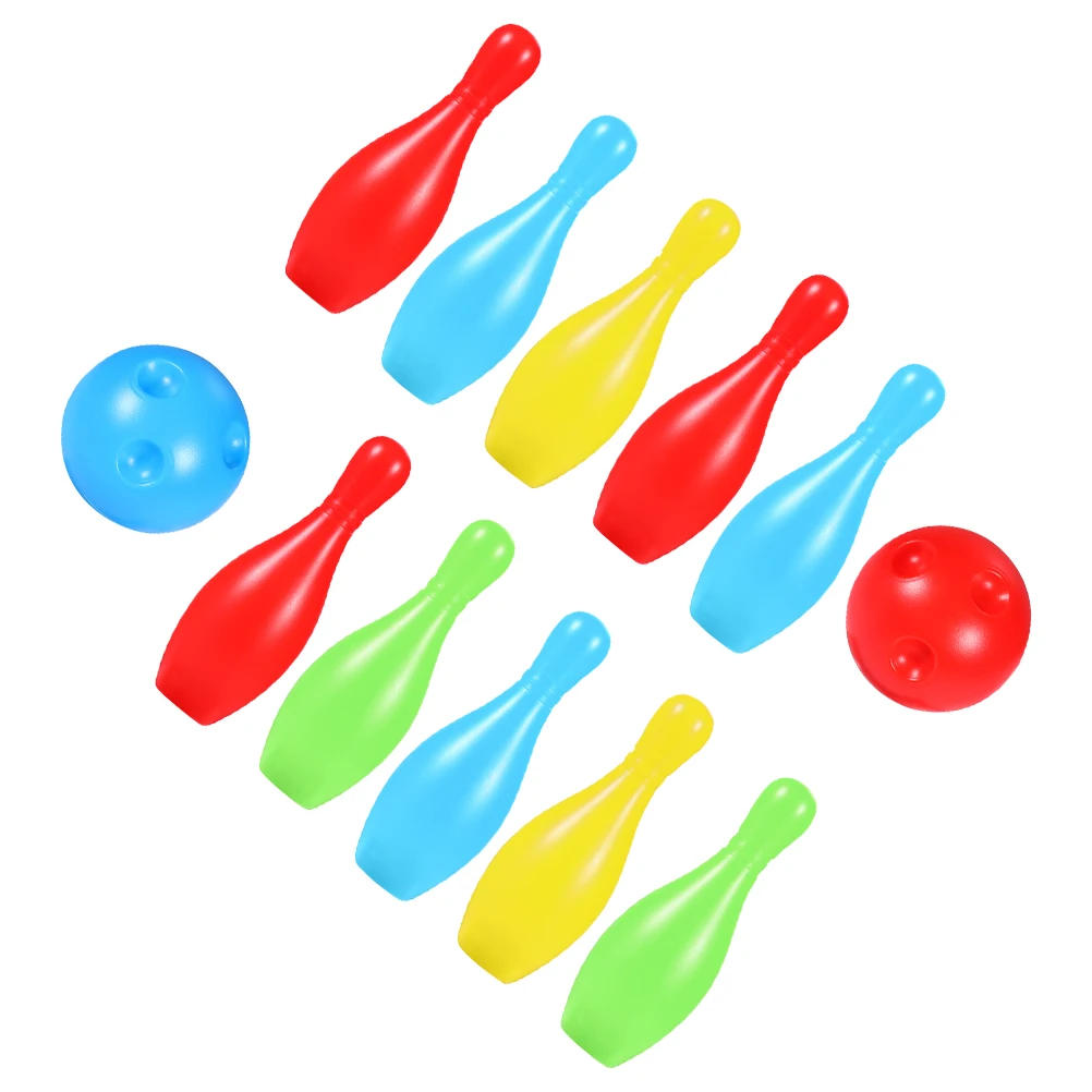 

Mini Bowling Interesting Bowling Toy Set 10 Pins 2 Balls 12CM Durable Plastic Kids Educational Household Toy
