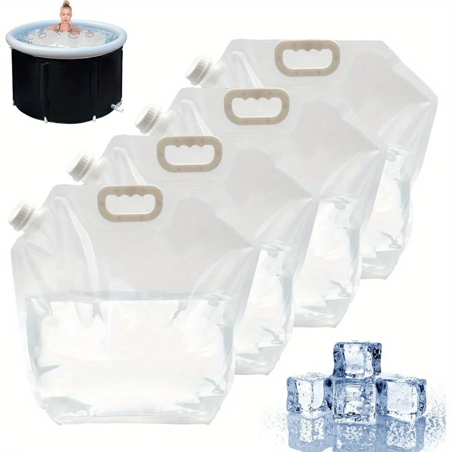 Portable Clear 10L Large 4 Pack Ice Bath Bags Ice Barrel for Athlete Cold Therapy Home Ice Bath Bathtub Freezer Water Bag