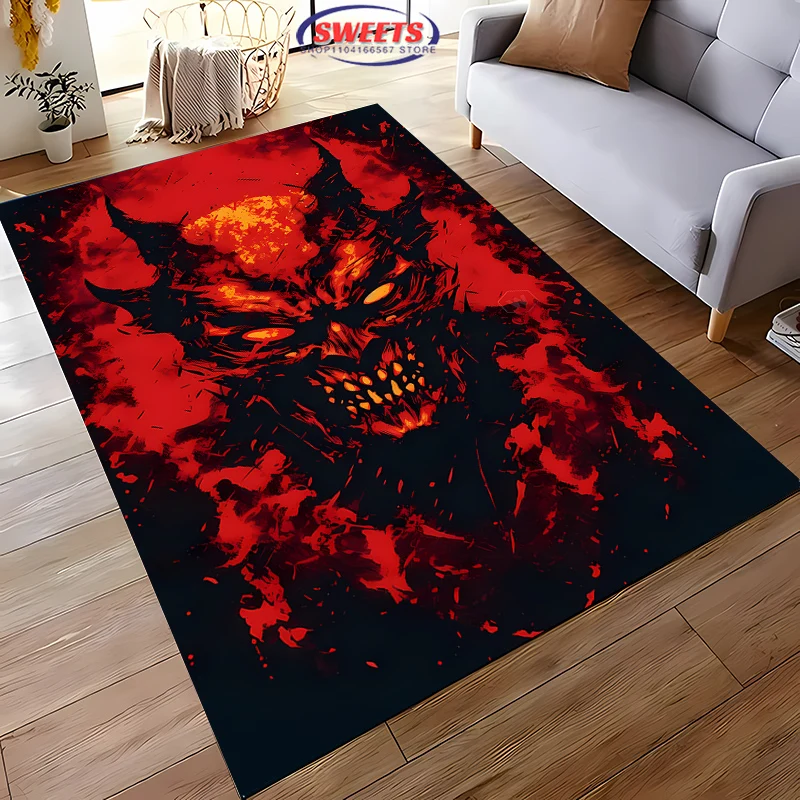 Japanese Hannya Mask Carpet New Release!Anti-slip Sound Insulation,Rug for Living Room Bedroom Office Areas,Machine Washable Mat