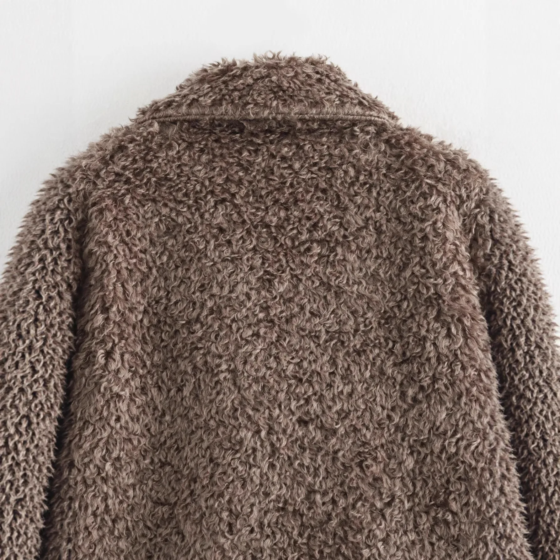 Fofo inverno feminino casaco de pele do falso café marrom encaracolado jaqueta de pele artificial cabelo longo peludo grosso senhora pele para baixo jaqueta