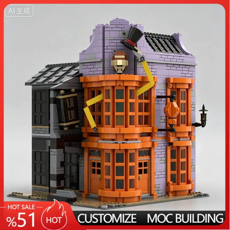 New 2258PCS Weasley Wizard Shop MOC Custom Building Blocks Educational DIY Toy funs Birthday Festival Home Decoration Gifts