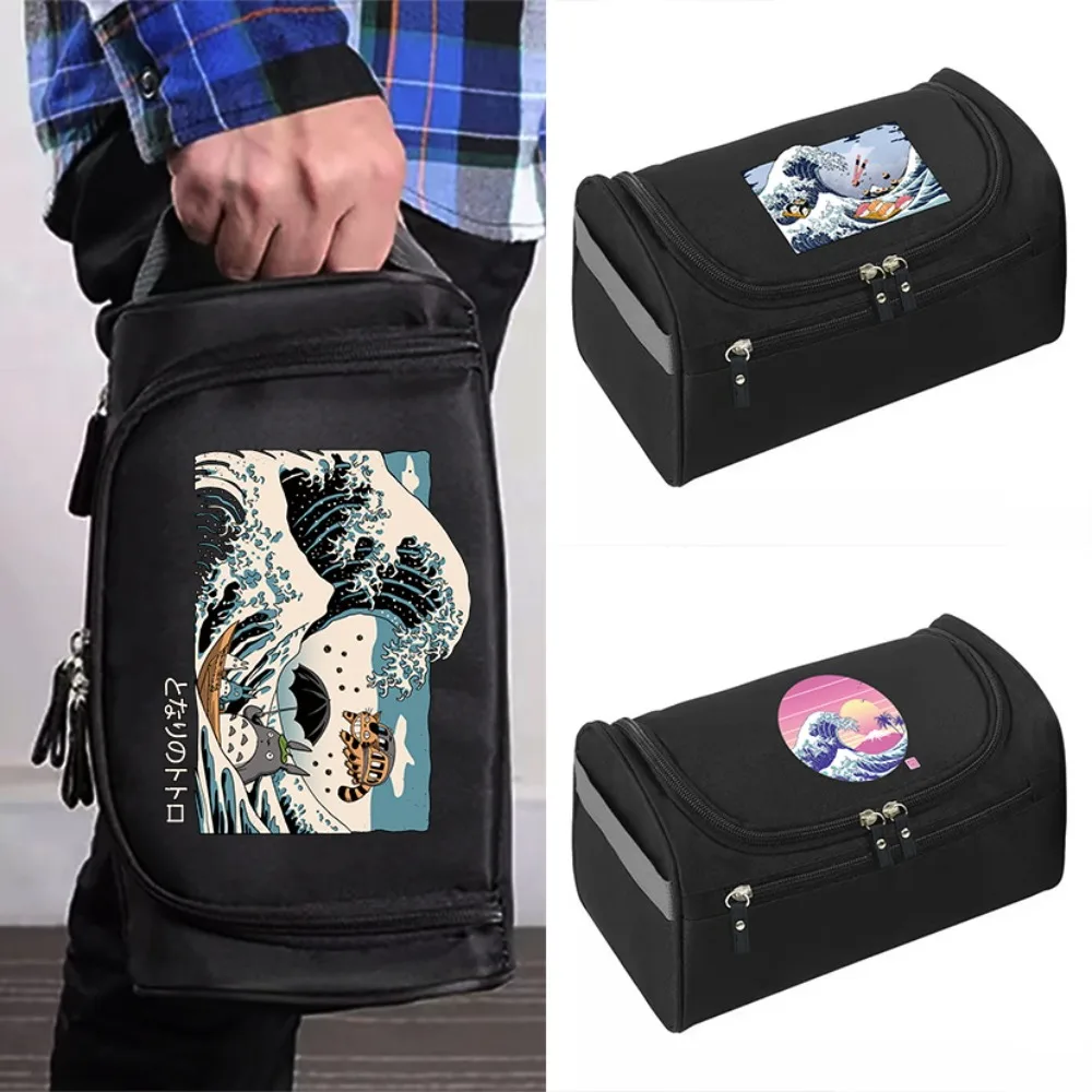 

Унисекс косметичка на молнии с волнистым принтом, многофункциональная деловая стильная косметичка, легкая дорожная сумка для хранения с крючком