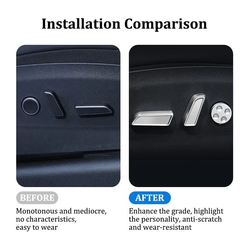 6 Pcs/set Car Seat Adjustment Button Cover Protector Decoration Trim Stickers for Tesla Model 3 Model Y 2016-2021 2022 2023