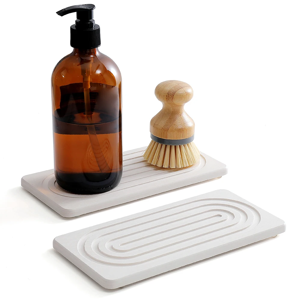 For Kitchen Countertops Kitchen Water Tray Diatomite Coasters For Soap Bottle Placement Deep Water Grooves Ventilated Base