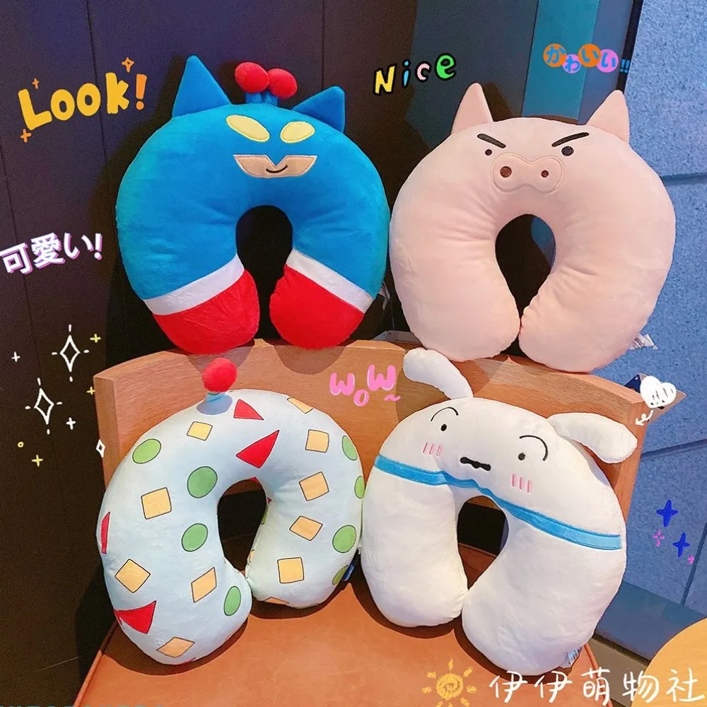 หมอนรองคอรูปตัวยูขนาดเล็กน่ารักลายการ์ตูนแบบพกพา สไตล์คู่รัก ป้องกันคอ หมอนเดินทาง หมอนงีบหลับ ของขวัญสำหรับเด็กผู้หญิง ของเล่น