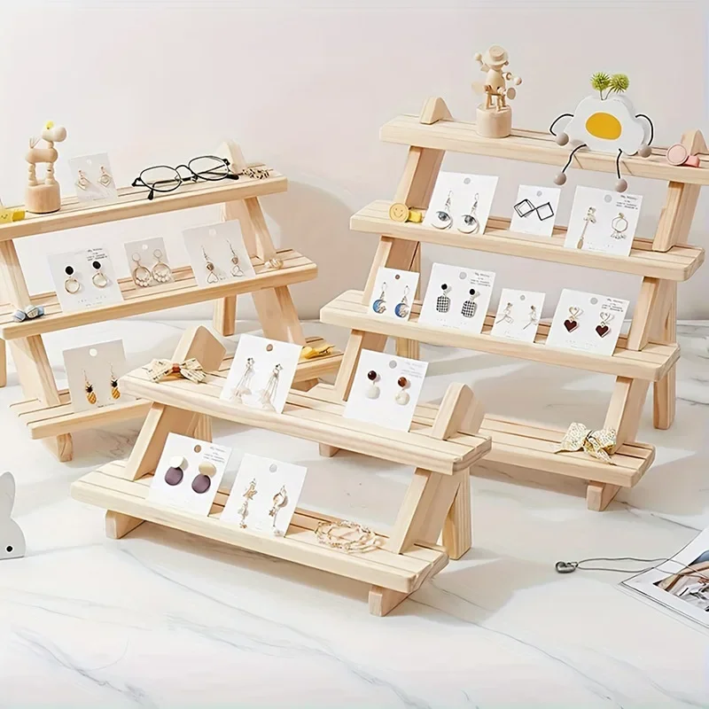 

Solid Wood Ladder Multi-Purpose Display Rack Jewelry Hand-Figure Potted Plant Display Rack Multi-Layer Foldable Storage Rack