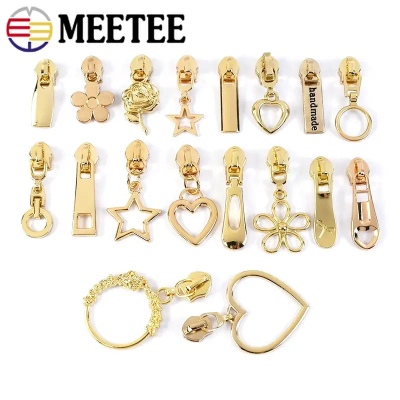 

5/10Pcs 5# Golden Zipper Slider Pull for Nylon Zippers Tape Decorative Zip Head Bag Clothes Jacket Backpack Sewing Accessories