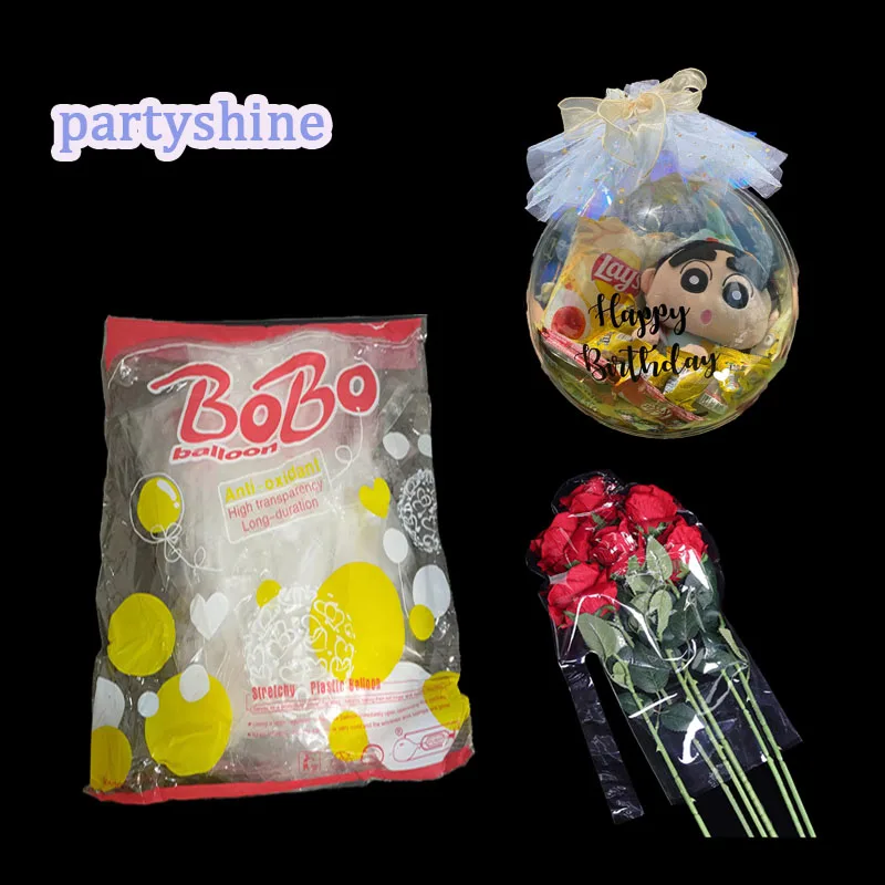 100PCS Wide Neck Bobo Balloons 30inch Gift Bouquet Transparent Bubble Ballon For Engagement Wedding Decors Birthday Party Favors