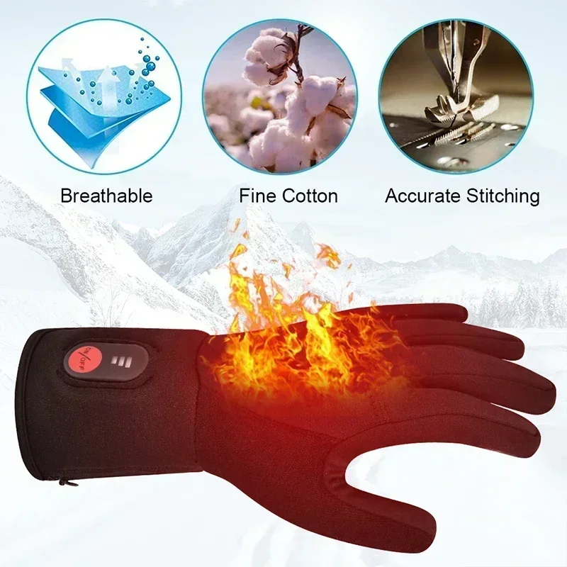 Heated Gloves Electric Heated Ski Winter Warm Support Touch Screen Glove Men Women SnowboardingThermal Skiing Liner for Outdoor