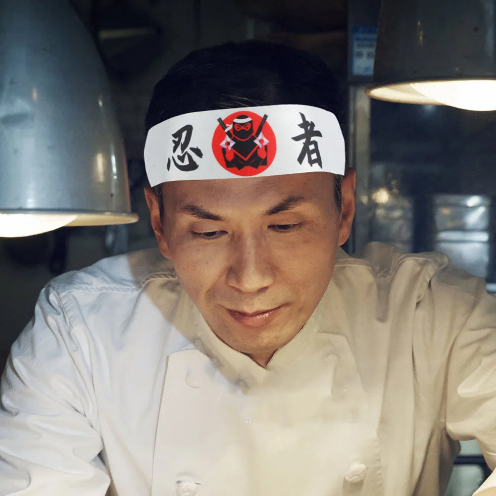 

8Pcs Ninja Karate Headband Japanese Print Sushi Chef Bandana Samurai Cosplay Martial Arts Kitchen Hair Accessory Unisex