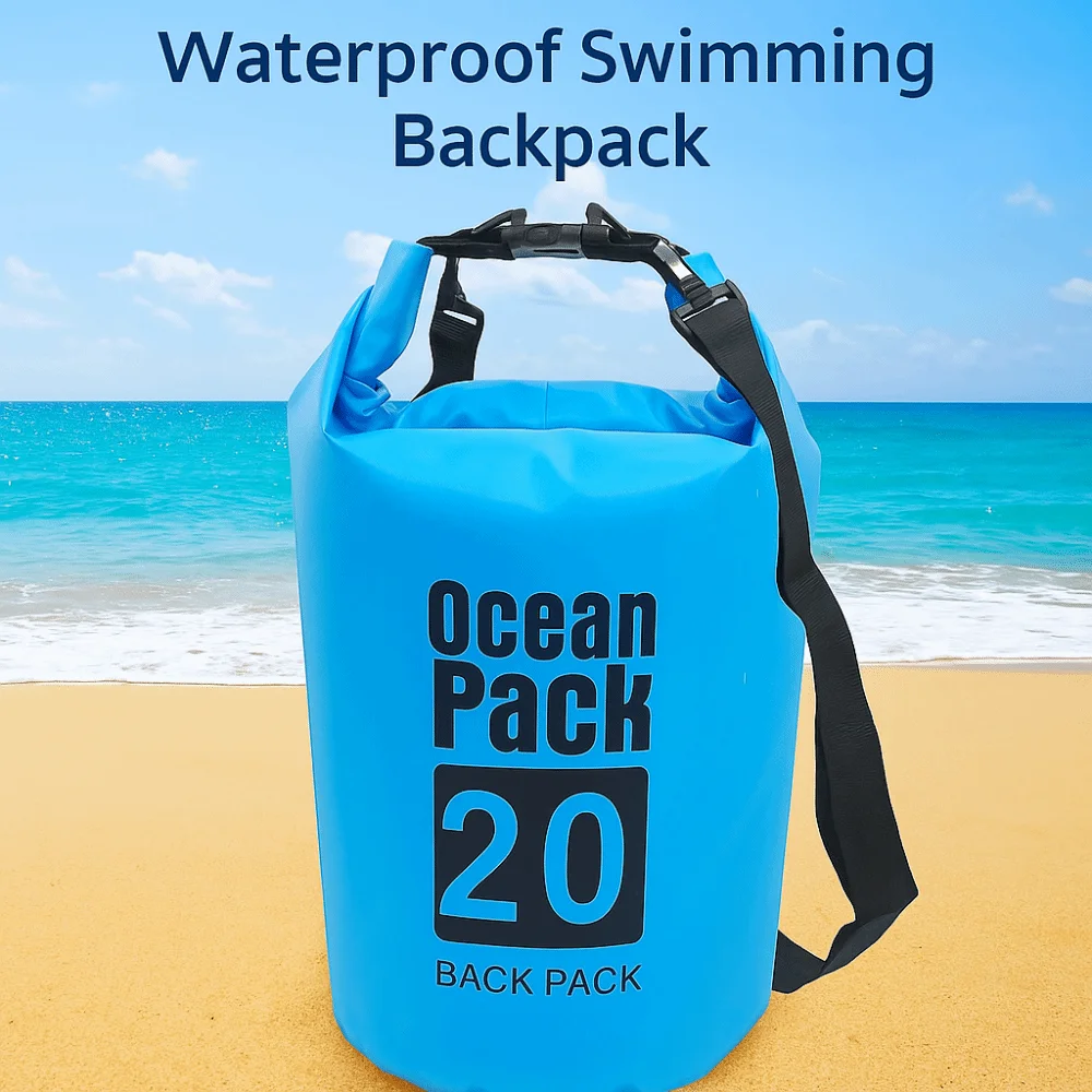 

20L Waterproof Dry Bag Large-Capacity with Shoulder Straps Swimming Bucket Bag Lightweight Waterproof Beach Backpack