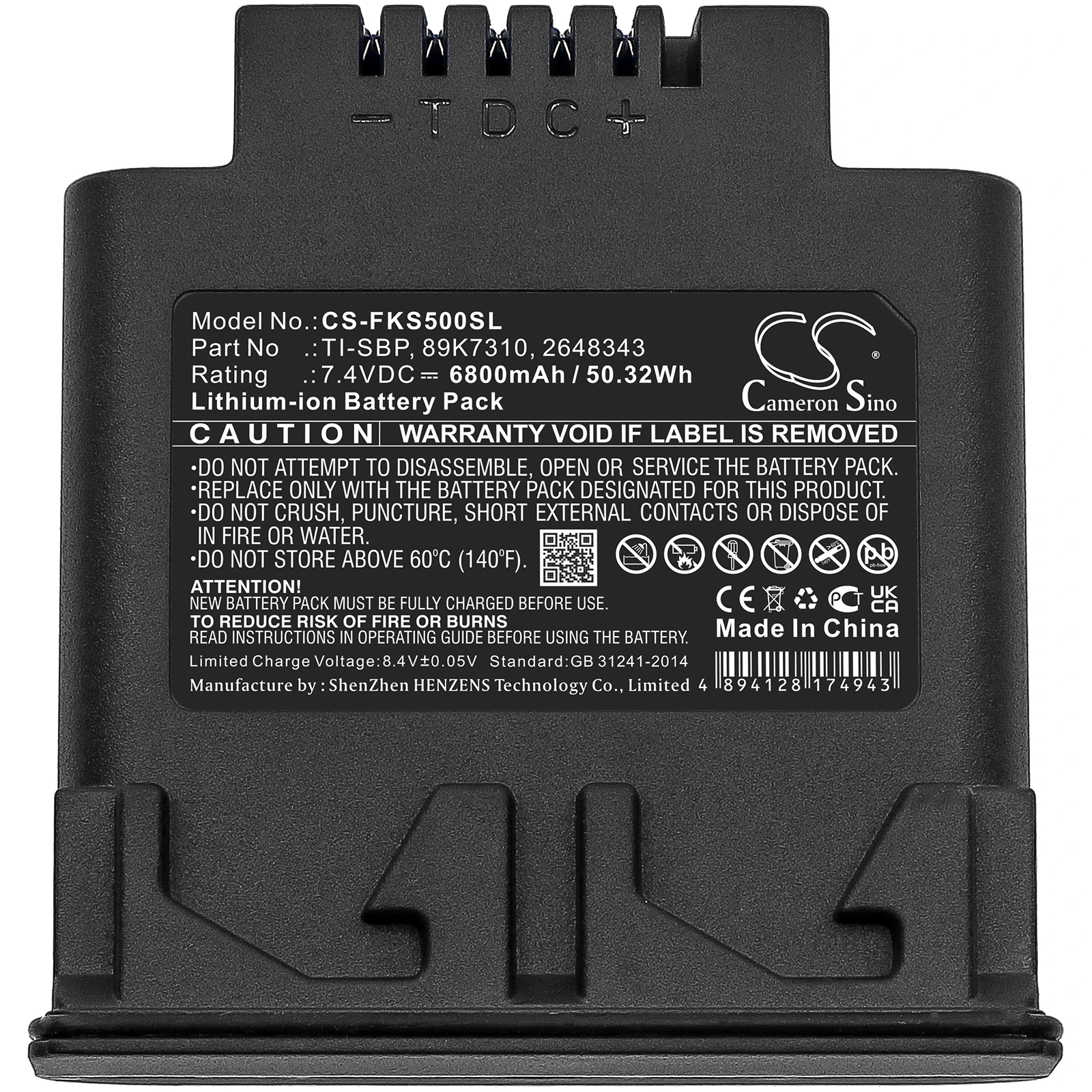 Thermal Camera Battery For Fluke 2648343 89K7310 TI-SBP Fluke IR SMART  IR Flexcam  Ti50FT  Ti55FT  TiR3FT  TiR4FT CameronSino