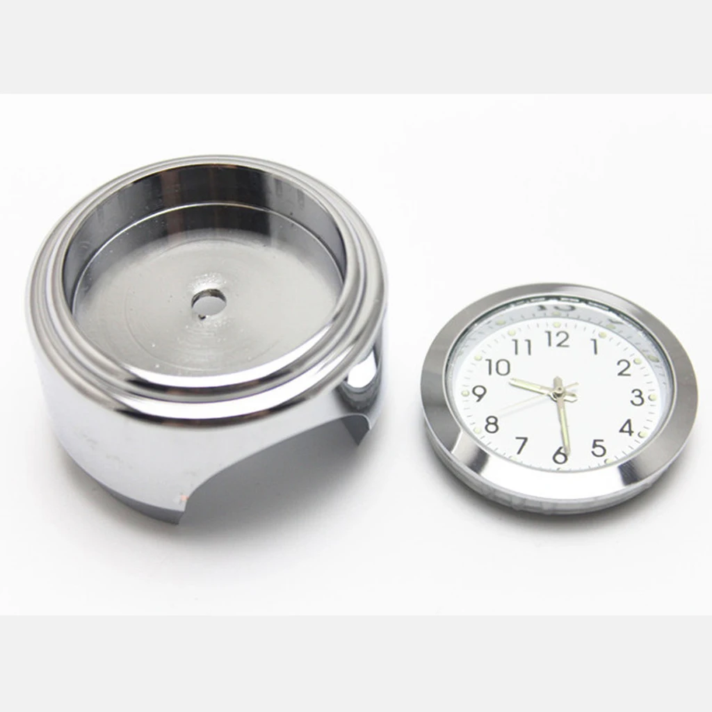 Aluminum Alloy Handlebar Dial Clock Waterproof Electroplating White Motorcycle Parts Thermometer for Halley Cruiser 78 1 Inch