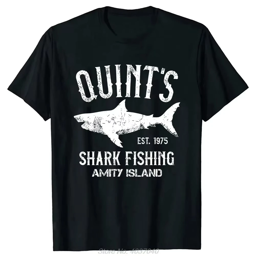 Quint's Shark Fishing Service JAWS 1975 T-Shirt Cotton Graphic Tee Men Women Summer Streetwear