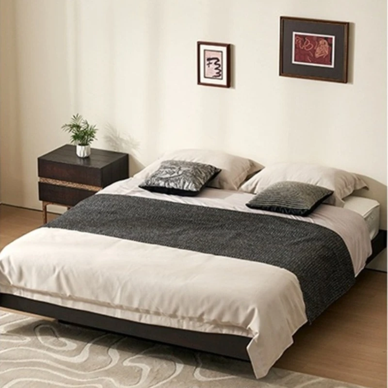 

French Retro Bed Bases & Frames Mid-Century Style Solid Wood High-End Double Beds Minimalist Design Bedroom Furniture FYBB