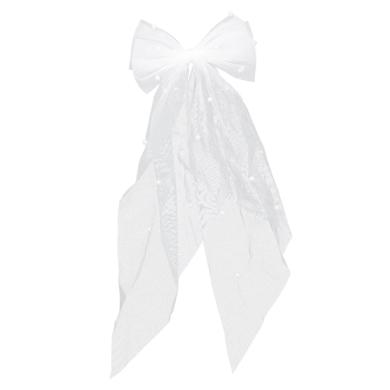 

Pearl Bow Hairpin Mesh Clips Barrettes Bridal Hair Accessories White Ribbon Party Wedding Travel Daily Use Strong Durable