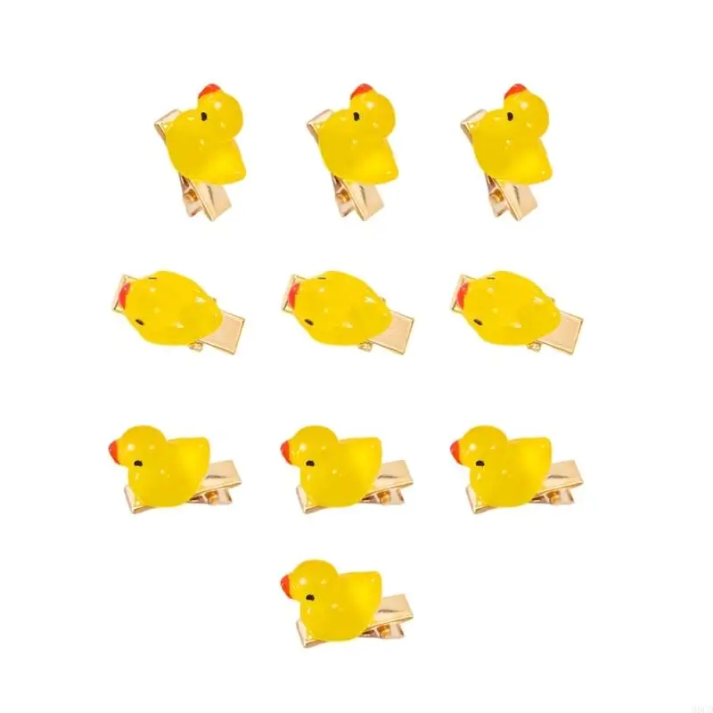 M6CD 10ピースかわいいアヒルヘアアクセサリーセット黄色のアヒルのヘアクリップキッズパーティースクールコスチューム小道具髪の飾り
