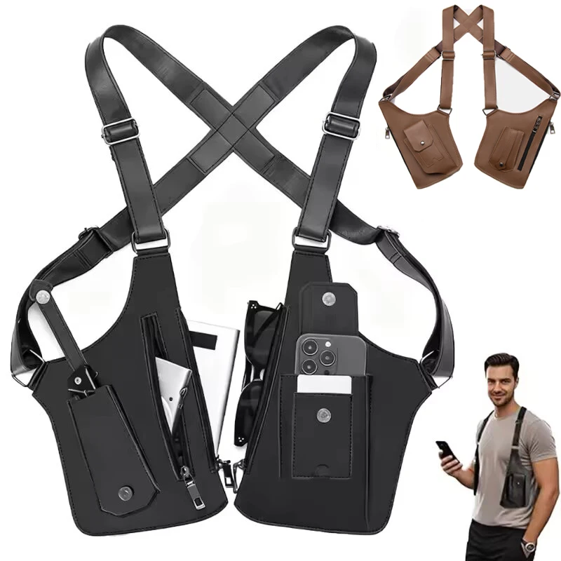 Bolsa de Ombro Retrô Masculina Multifuncional para Atividades ao Ar Livre, Mochila para Ciclismo e Caminhada, Bolsa para Celular, Presente de Feriado para Namorado ou Pai