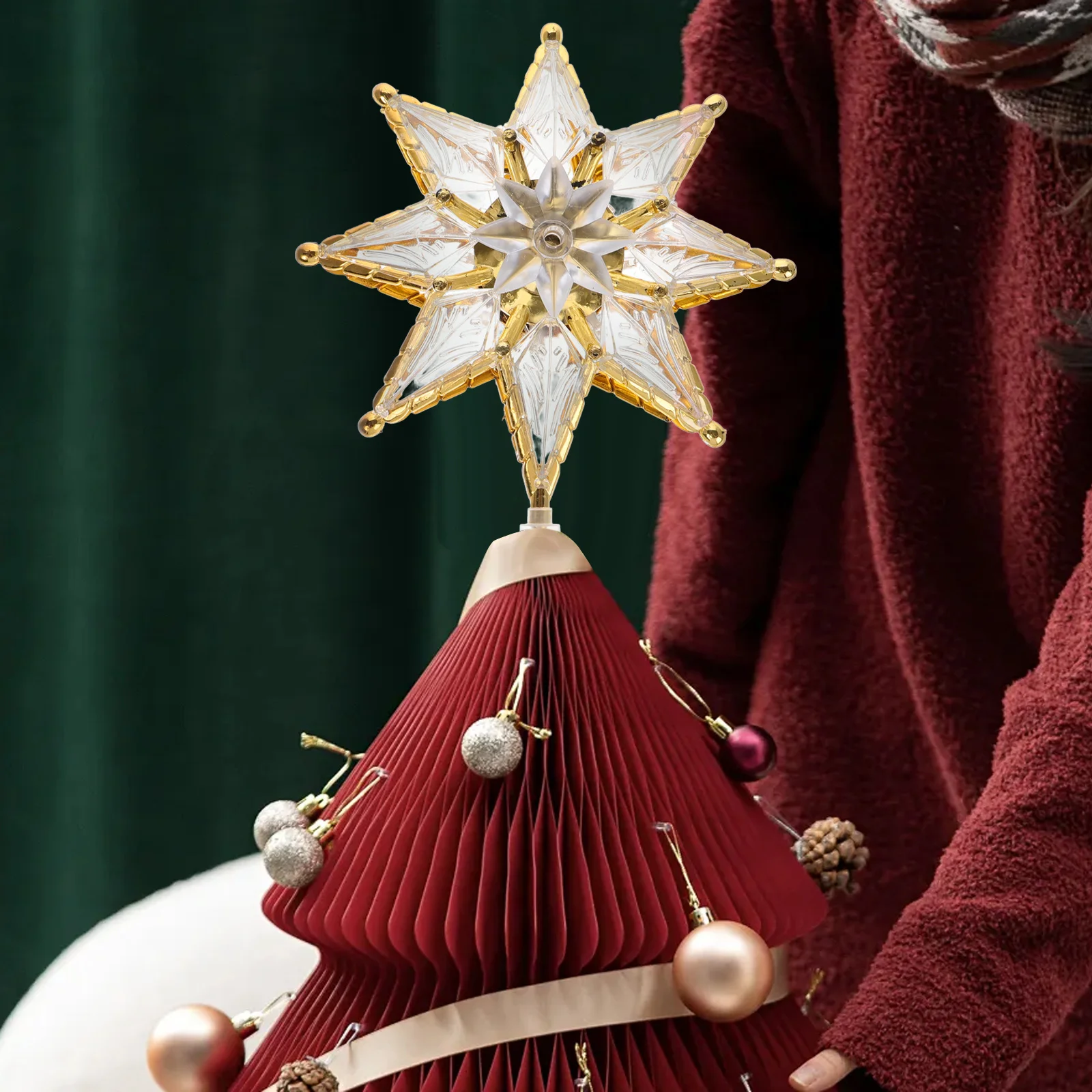 

Premium Christmas Tree Topper with LED Lights Large Star Design for Living Room Office Hotel Bar Xmas Decorative Illuminated